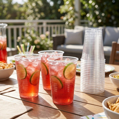 All Value - Vasos Plasticos Desechables (16 Oz / 25 pcs) – Vasos desechables de 16 oz para fiestas