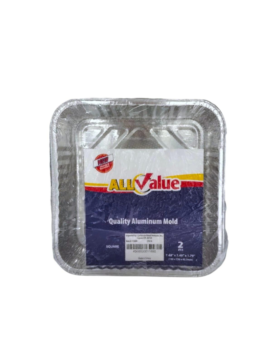 All Value - 2pcs High-Quality Aluminum Mold 7.48" x 7.48" x 1.79"