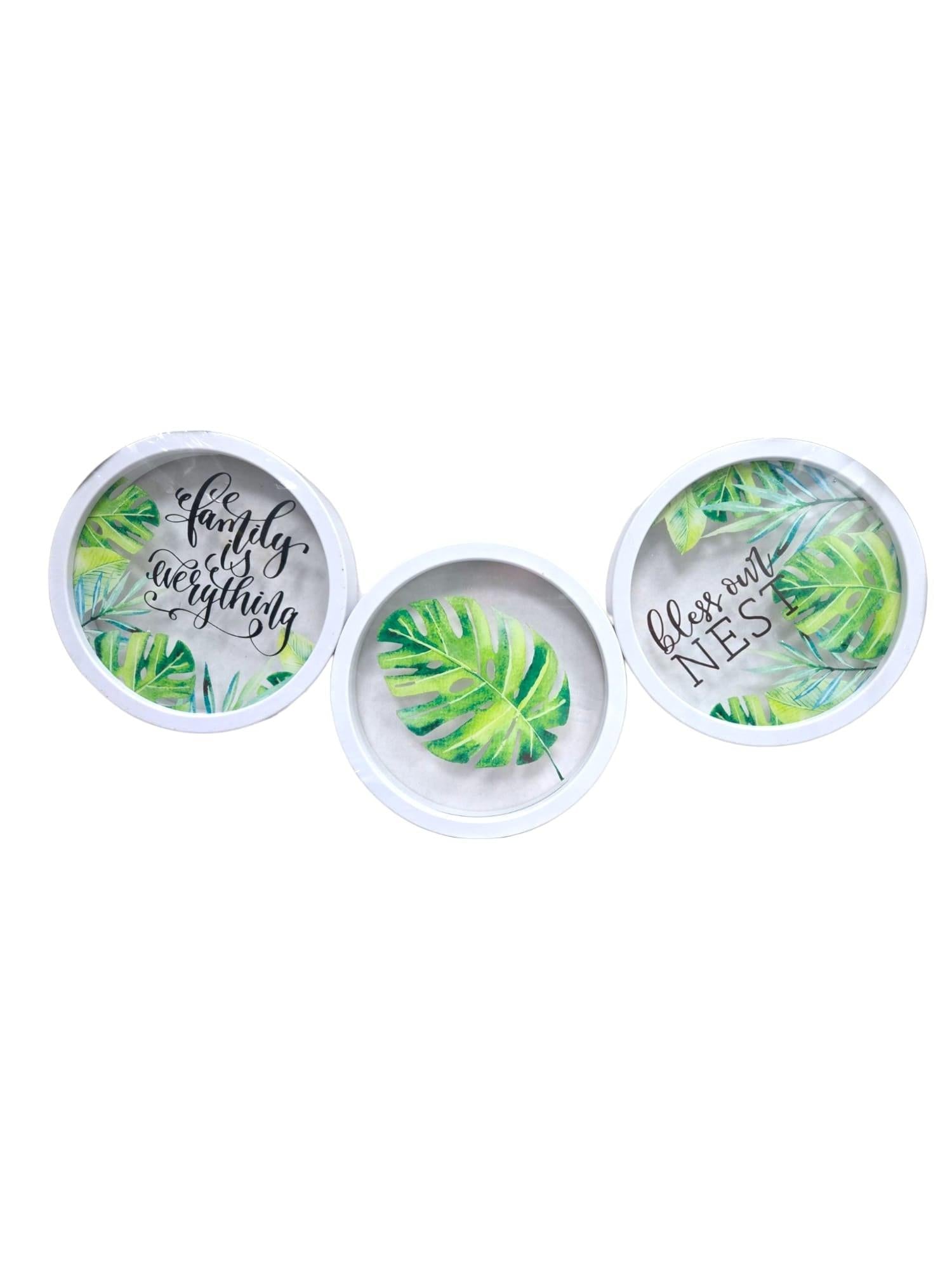 AW Home- Plastic Wall Plaque Set  of 3 Single Plat