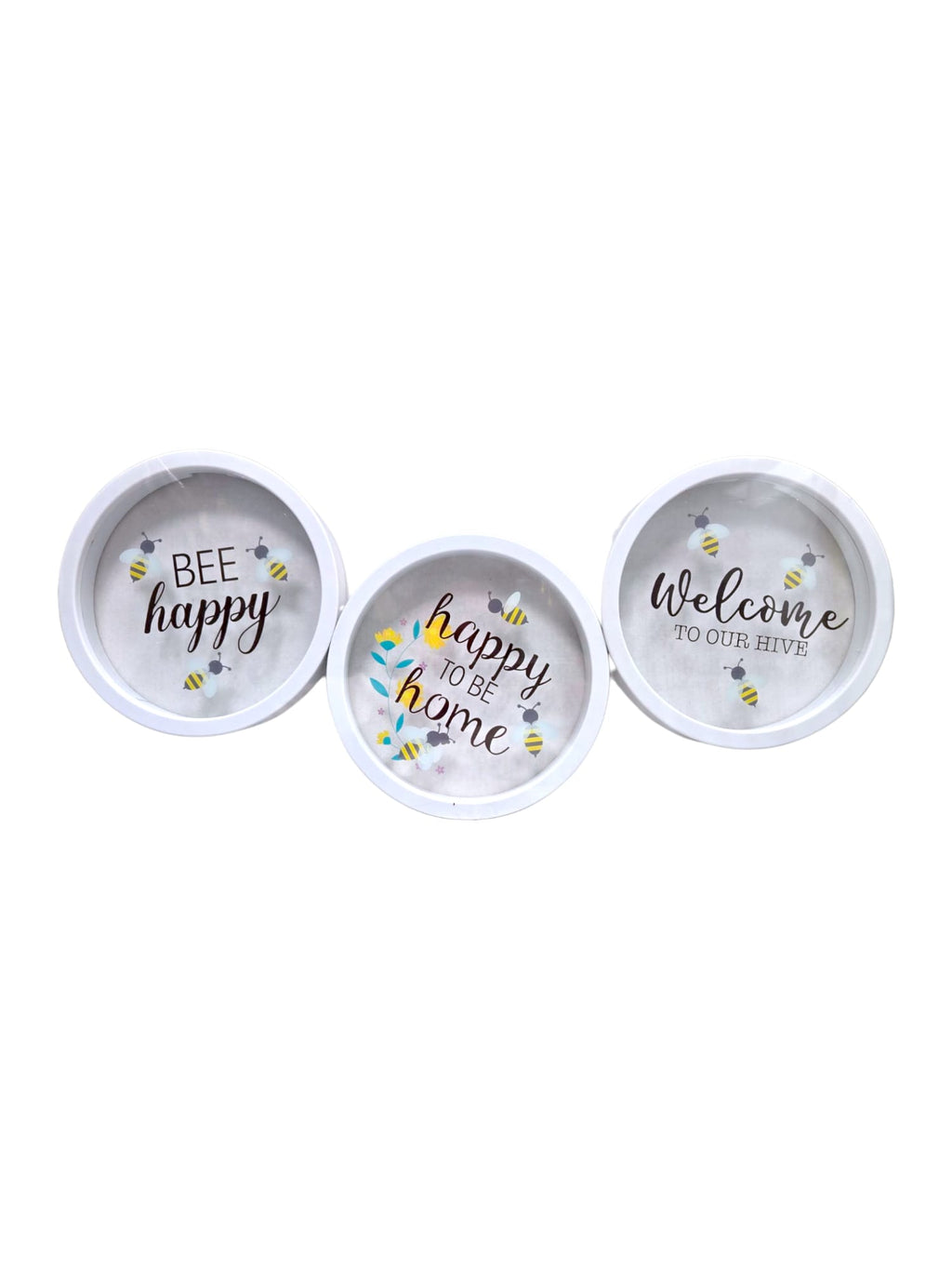 AW Home- Plastic Wall Plaque Set  of 3 Single Plat