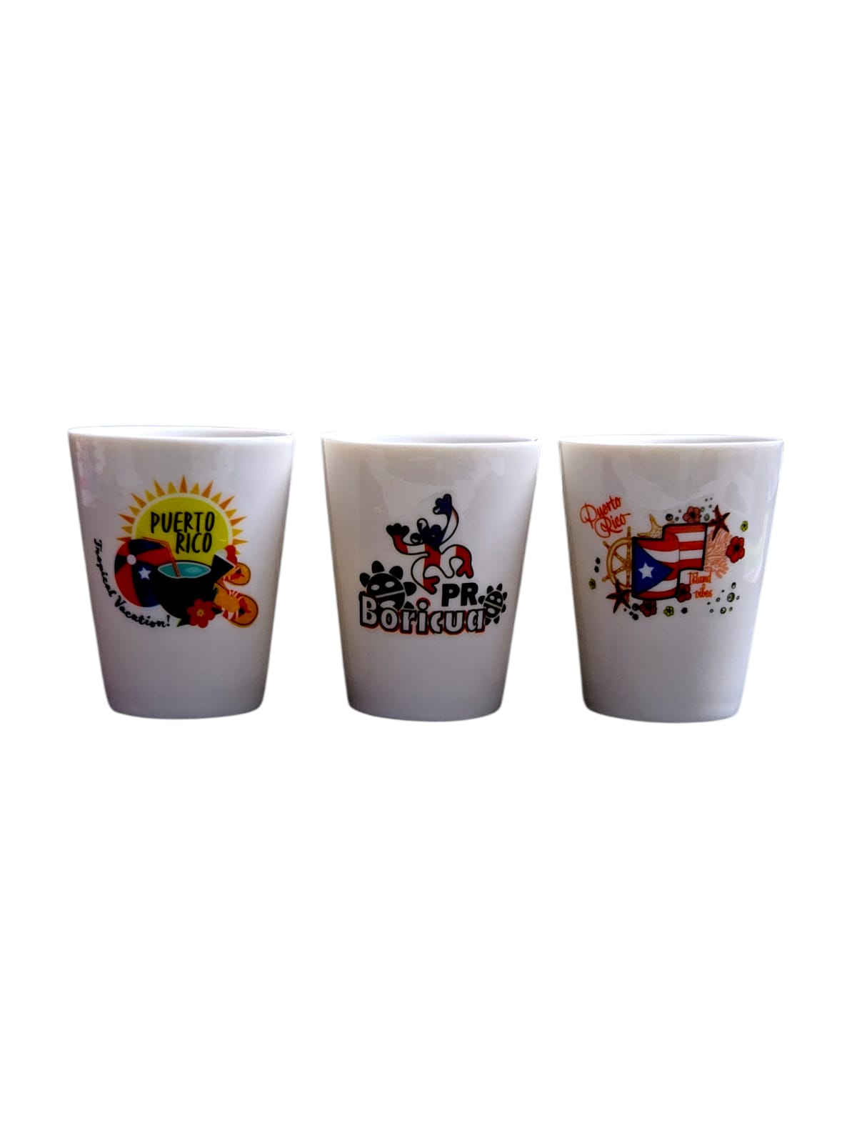 Souvenir de Puerto Rico- 3pc Ceramic Short Cup Set