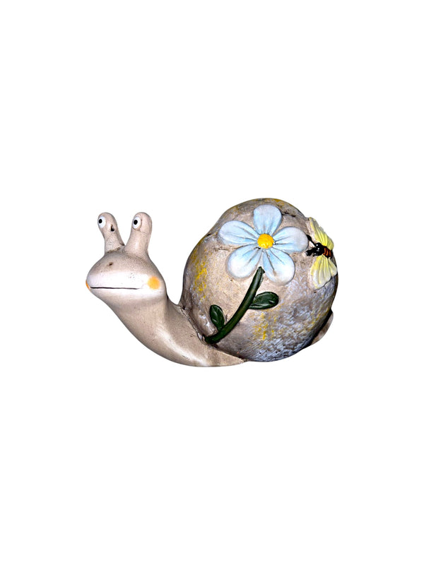 Figura de Ceramica para Patio- Caracol con Flor en el caparazón