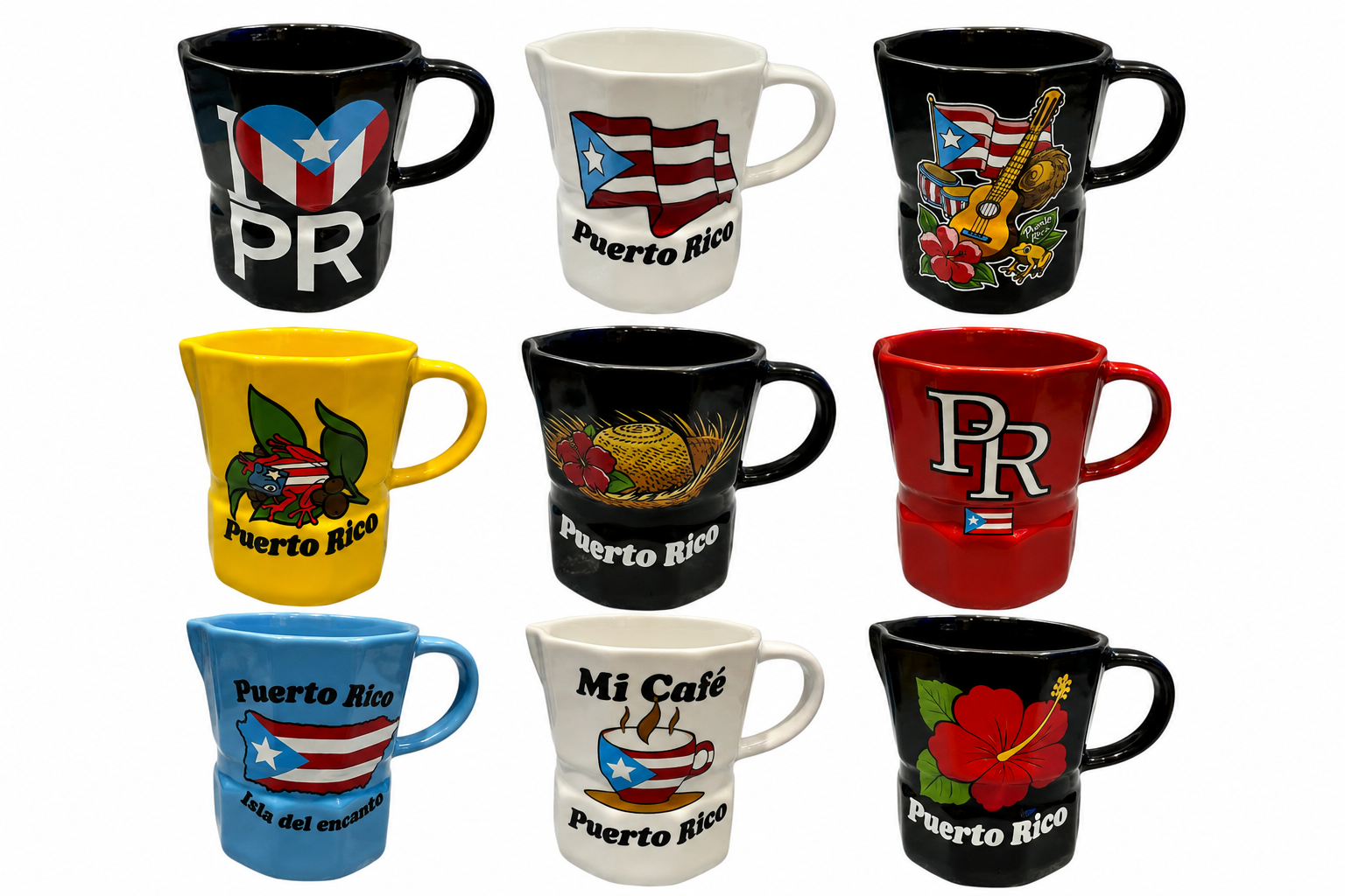 Souvenir | Tazas en Forma de Greca con Diseños de Puerto Rico