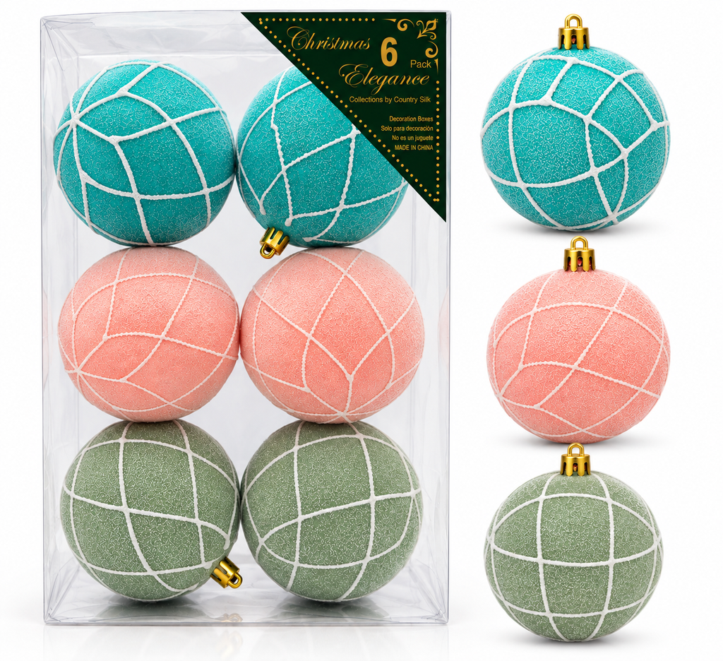 Esferas Navideñas | Set de 6 (Rosa, Azul & Verde)