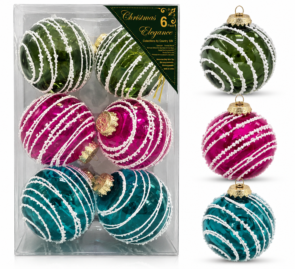 Esferas Navideñas | Set de 6 (Rosa, Azul & Verde)