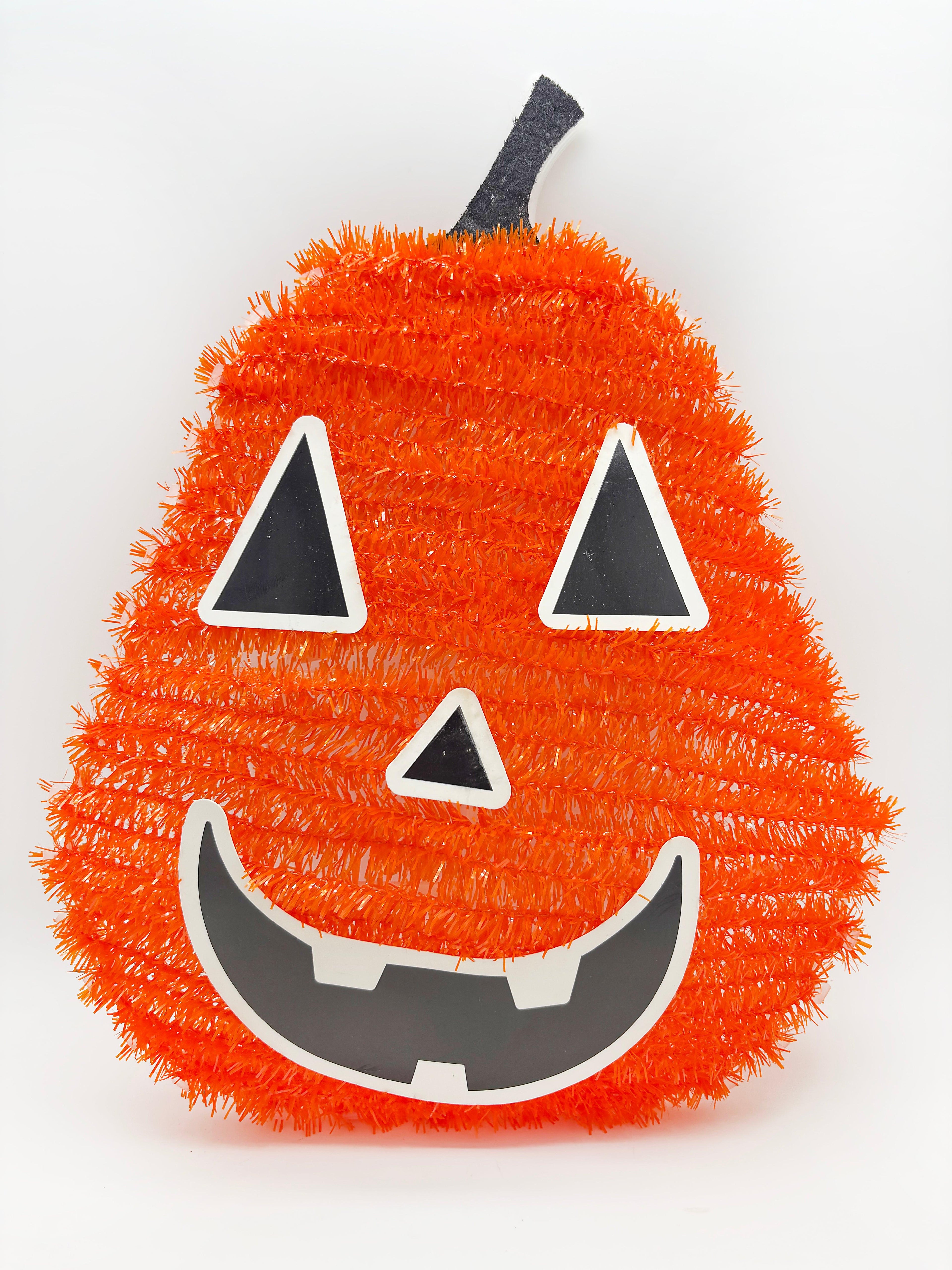Halloween - Pumpkin Tinsel Wall Decor | Glow in the Dark 13" x 10"