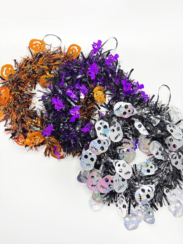Halloween- Coronas para colgar, decoración de Halloween 10" (colores a escoger)