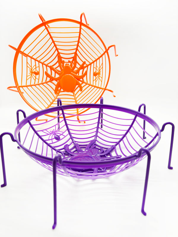 Halloween - Plastic baskets, spiderweb design 11" (colors to choose)