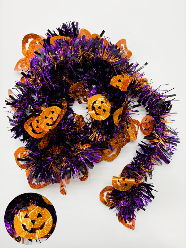 Halloween- Guirnalda 9' con detalles de calabazas (colores a escoger)