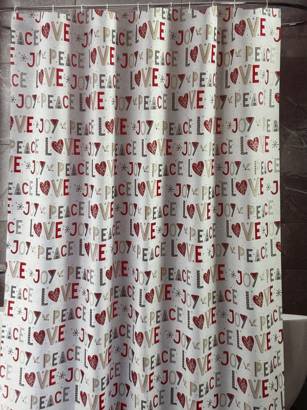 Navidad - Cortina de ducha estampada (love, peace, joy)