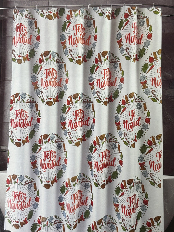 Navidad - Cortina de ducha estampada (feliz navidad)