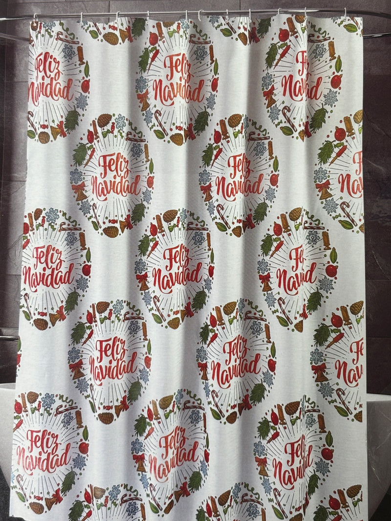 Navidad - Cortina de ducha estampada (feliz navidad)