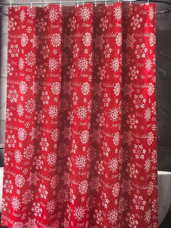 Navidad - Cortina de ducha estampada (copos de nieve)