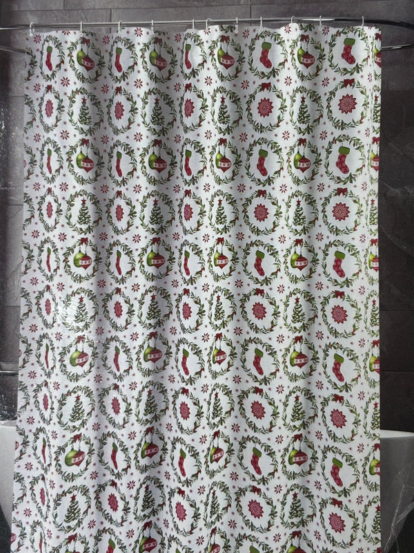 Navidad - Cortina de ducha estampada (coronas de navidad)