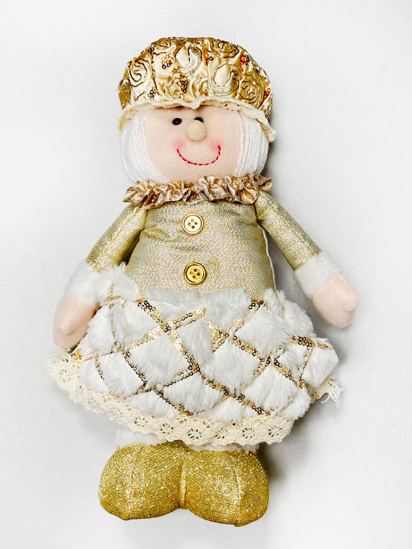 Navidad - Peluche dorado y blanco 14"x6" (estilo a escoger)