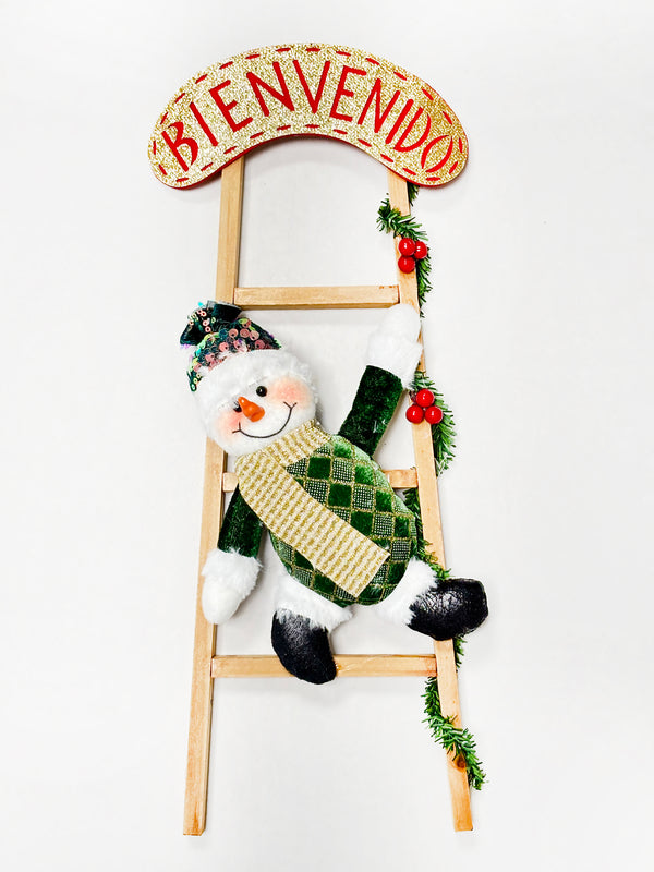 Navidad - Decoración con brillo de escalera con peluche 17"x6" (estilo a escoger)