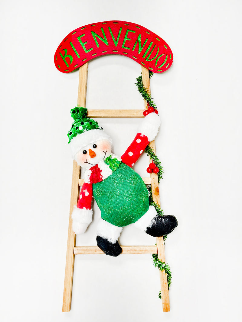 Navidad - Decoración de escalera con peluche navideño 17"x6" (estilo a escoger)
