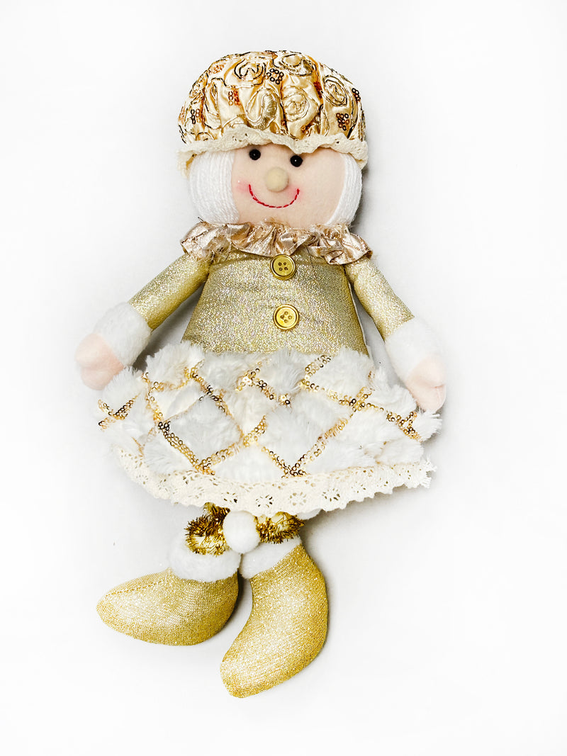 Navidad - Decoración dorada de peluche para mesa o escritorio 16"x6" (estilo a escoger)