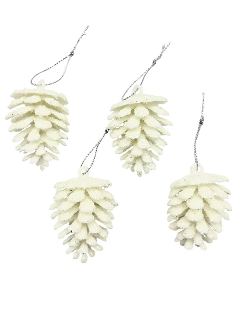 Navidad - Paquete de ornamento semilla de pino con brillo (estilos a escoger)