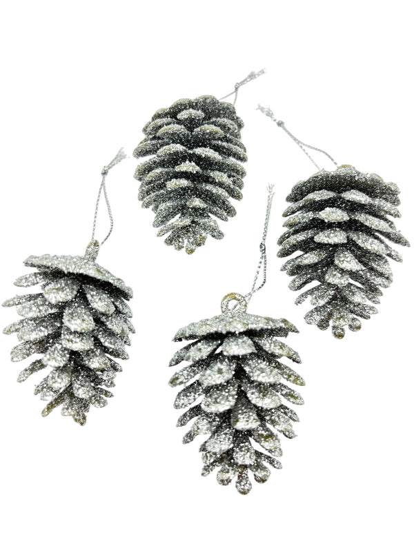 Navidad - Paquete de ornamento semilla de pino con brillo (estilos a escoger)
