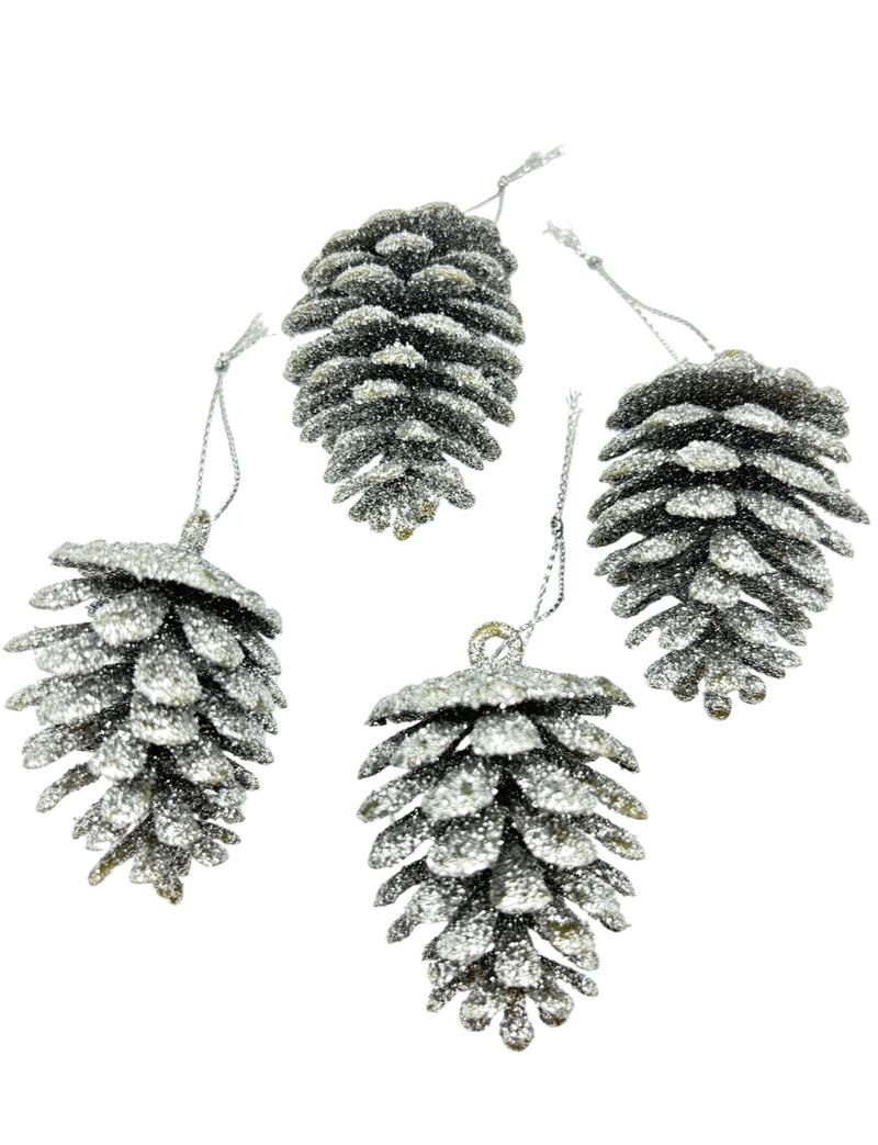 Navidad - Paquete de ornamento semilla de pino con brillo (estilos a escoger)