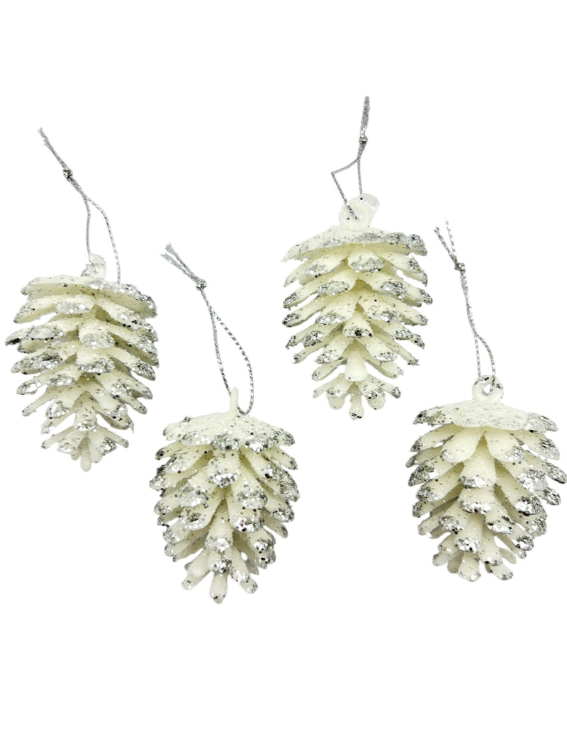 Navidad - Paquete de ornamento semilla de pino con brillo (estilos a escoger)