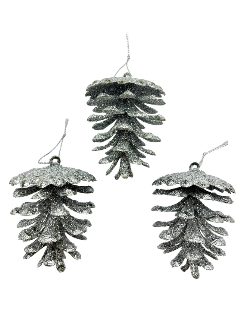 Navidad - Paquete de ornamento semilla de pino con brillo (estilos a escoger)