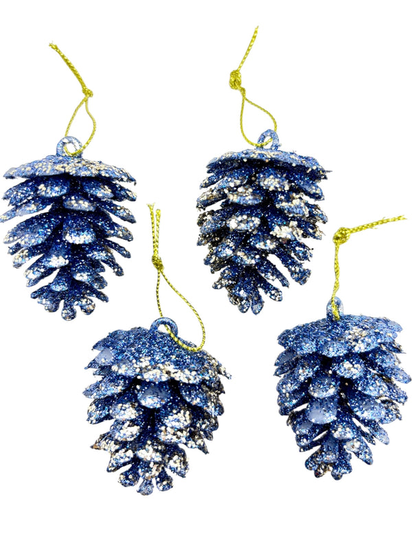 Navidad - Paquete de ornamento semilla de pino con brillo (estilos a escoger)
