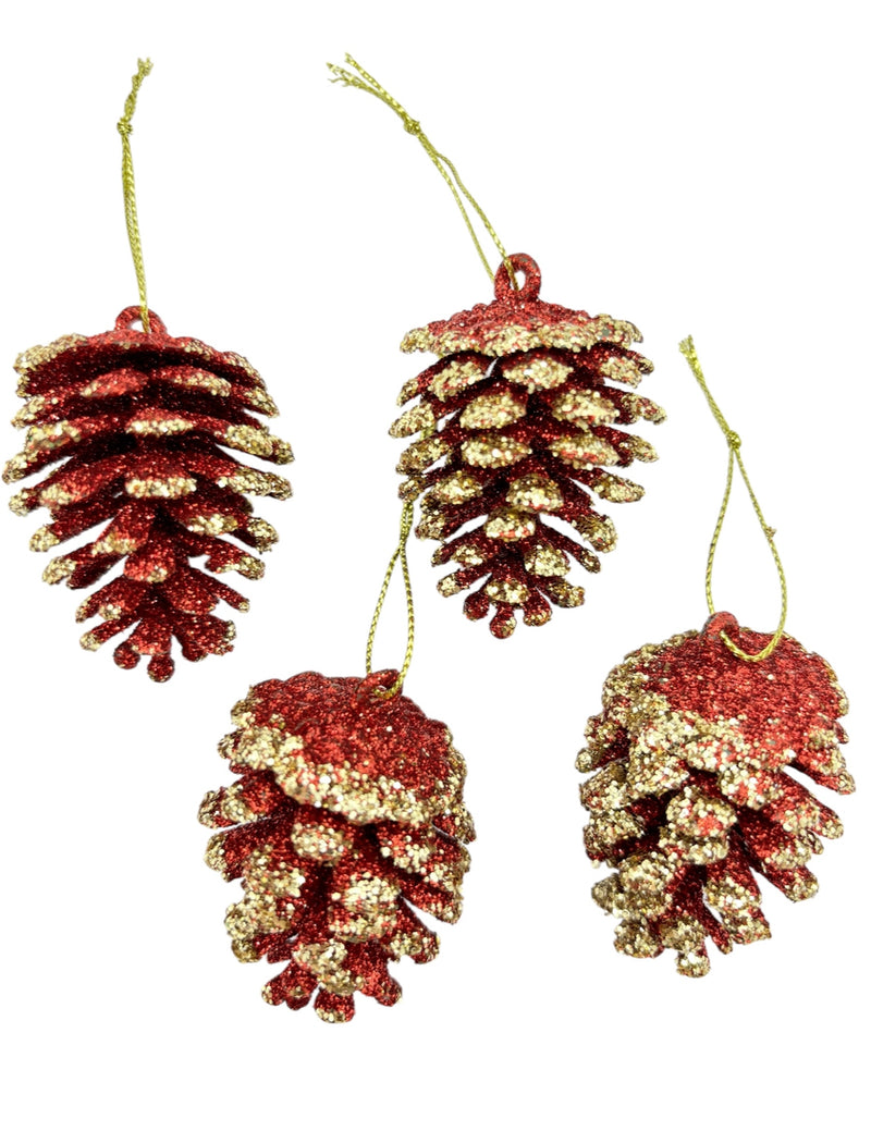 Navidad - Paquete de ornamento semilla de pino rojo y verde (color a escoger)