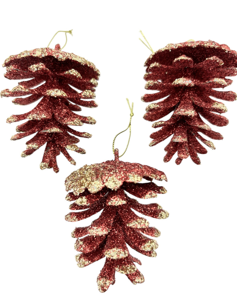 Navidad - Paquete de ornamento semilla de pino rojo y verde (color a escoger)