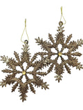 Navidad - Paquete de 2 ornamentos de copo de nieve 5"x5" (color a escoger)