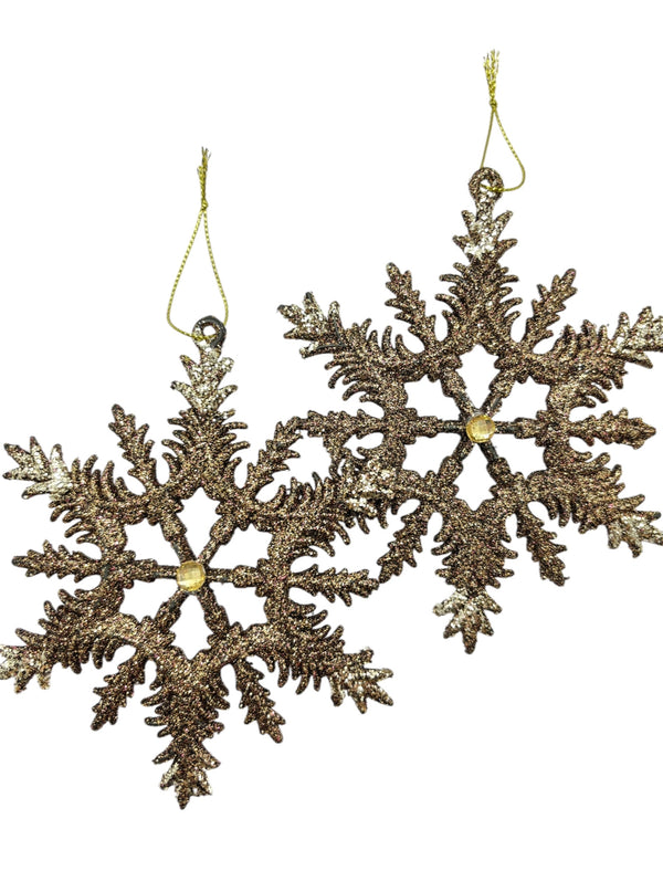Navidad - Paquete de 2 ornamentos de copo de nieve 5"x5" (color a escoger)