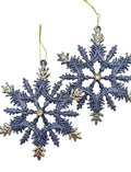 Navidad - Paquete de 2 ornamentos de copo de nieve 5"x5" (color a escoger)