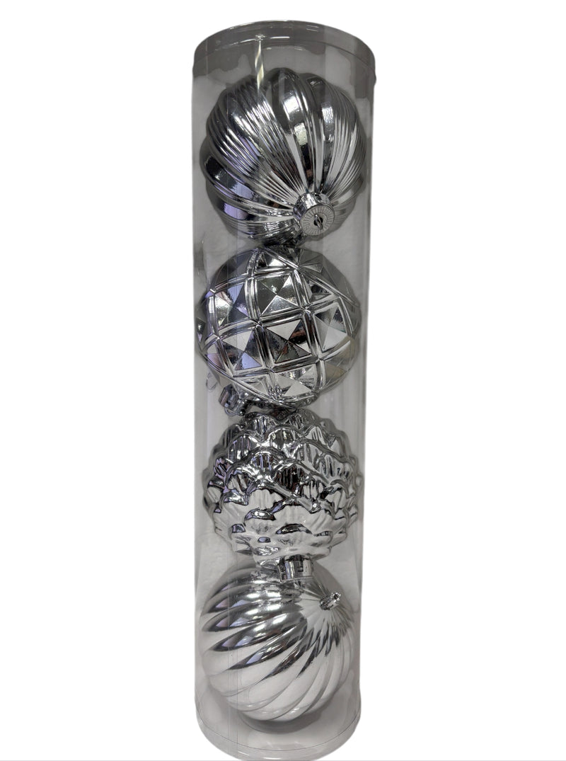Navidad - 4 PC esferas 6.5" variante plata (color a escoger)