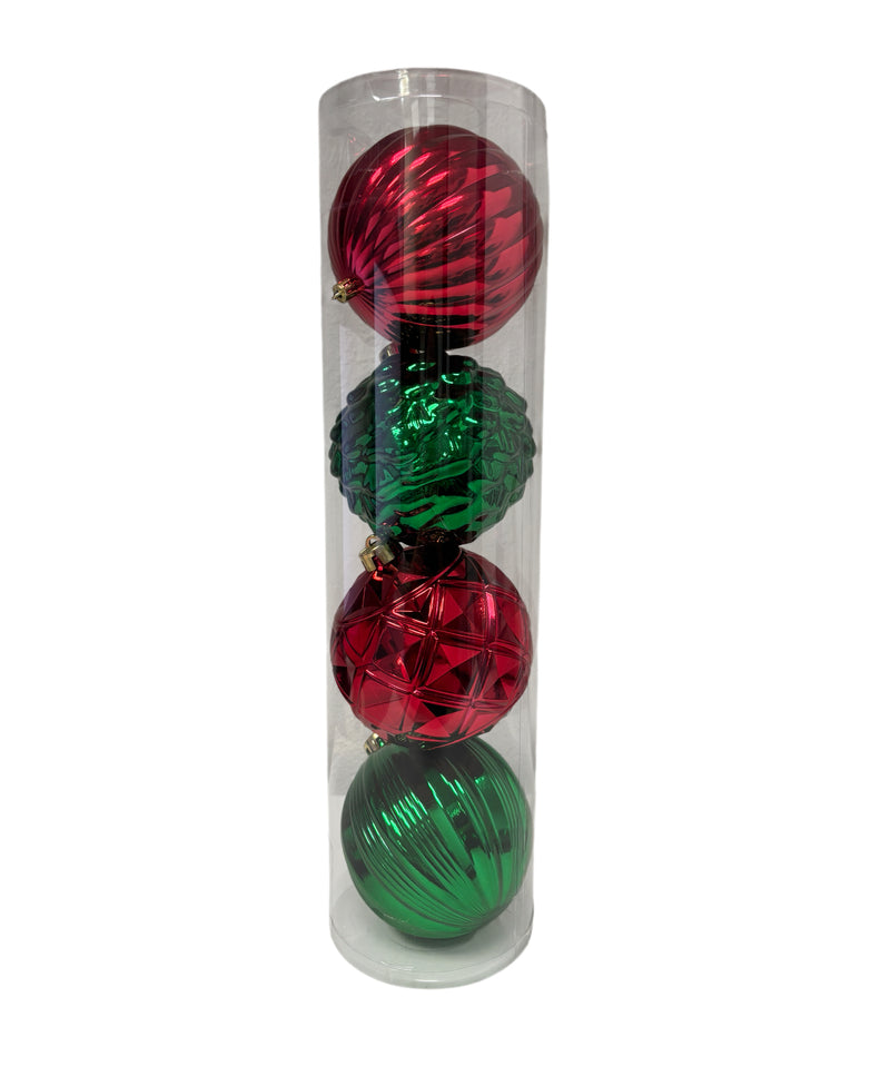 Navidad - 4 PC esferas 6.5" variante rojo (color a escoger)
