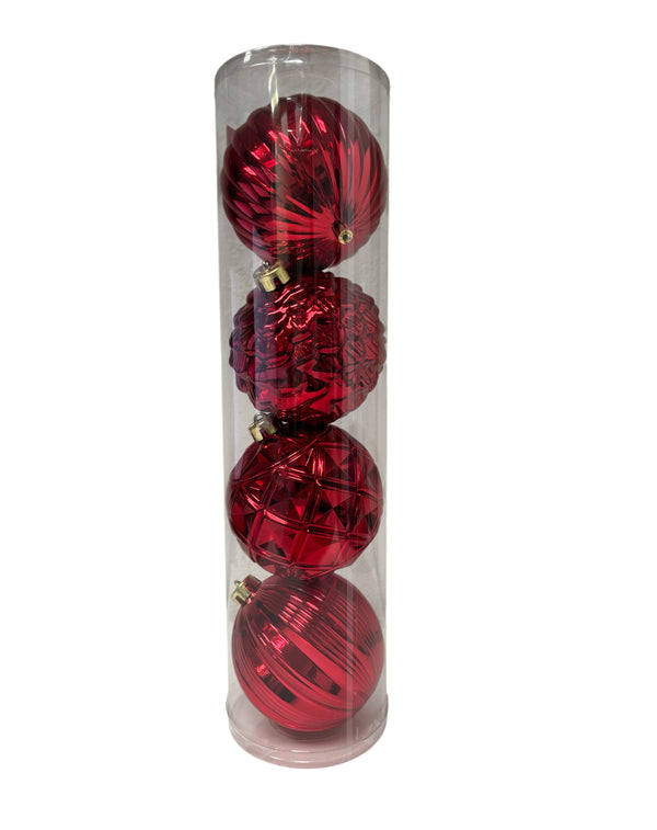 Navidad - 4 PC esferas 6.5" variante rojo (color a escoger)