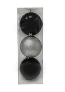 Navidad - 3 PC esferas 7.5" negro y plata