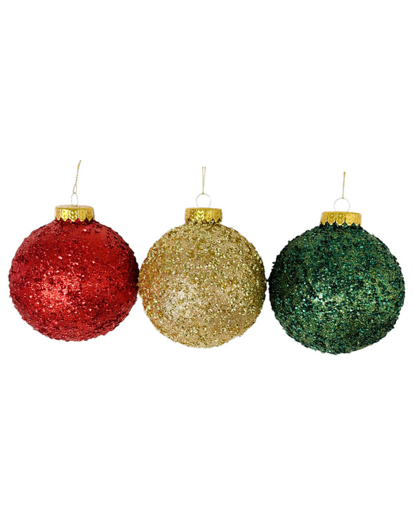 Navidad - Ornamento de esferas con brillo (color a escoger)