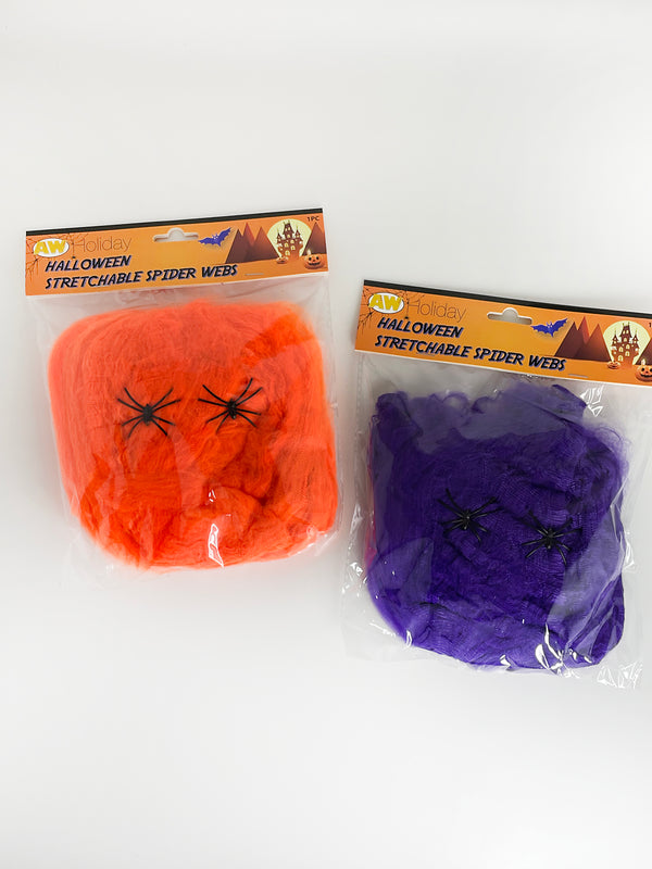 Halloween- Decoración de malla con detalles de arañas (colores a escoger)