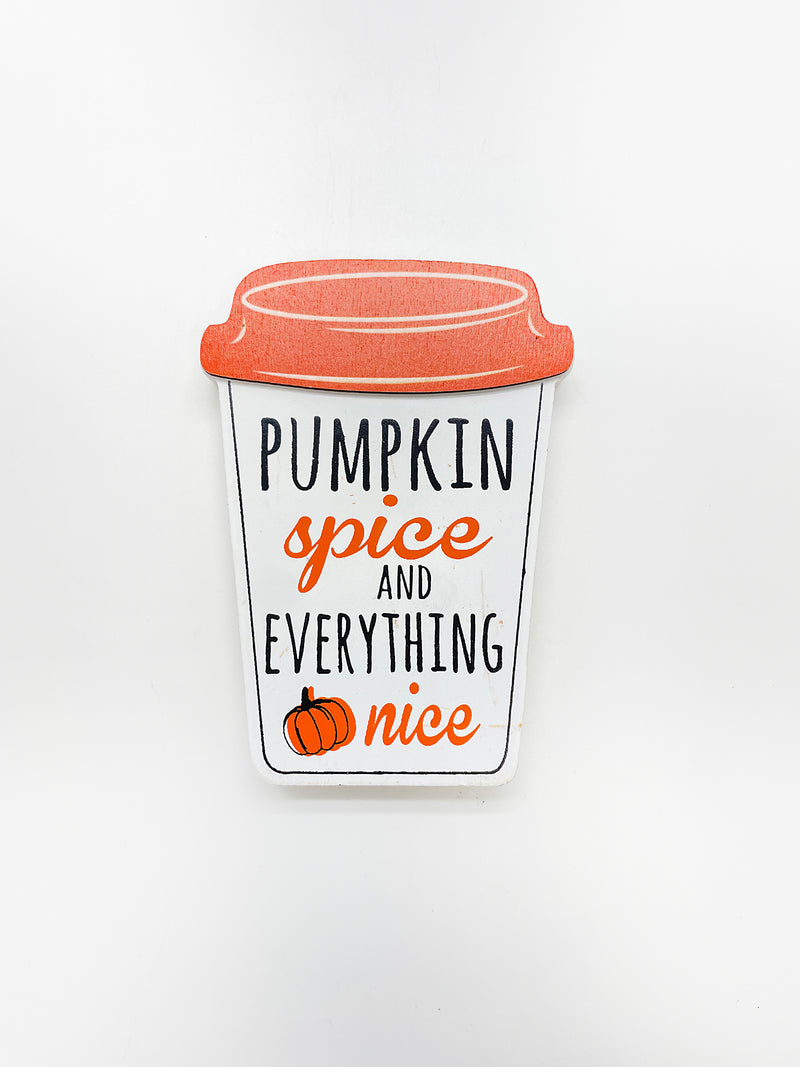Otoño - Decoración de madera para mesa. Forma de vaso y taza de café, estilos a escoger.