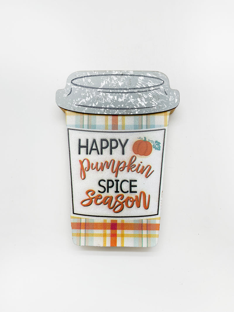 Otoño - Placas decorativas vasos de café en madera para mesa, estilos a escoger. 5.75"x4" (Copia)