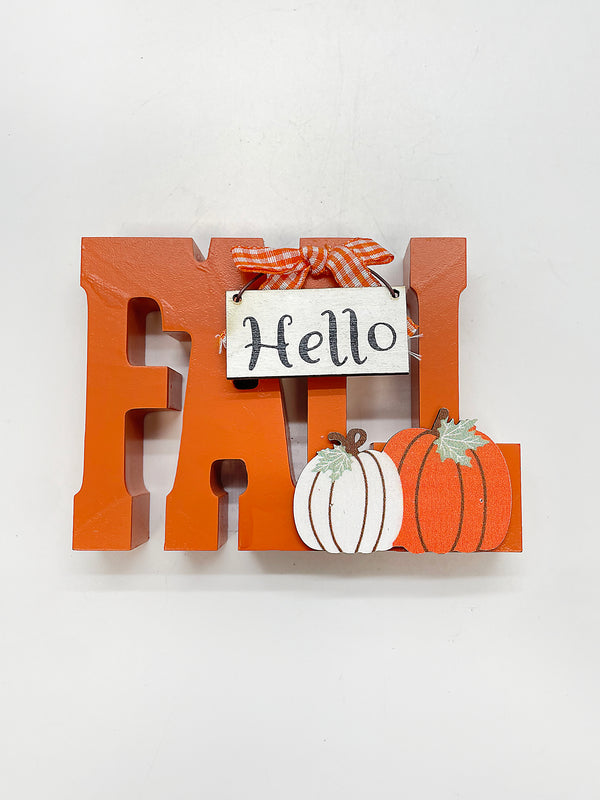 Otoño - Placa Decorativa para mesa (Hello Fall) colores a escoger.