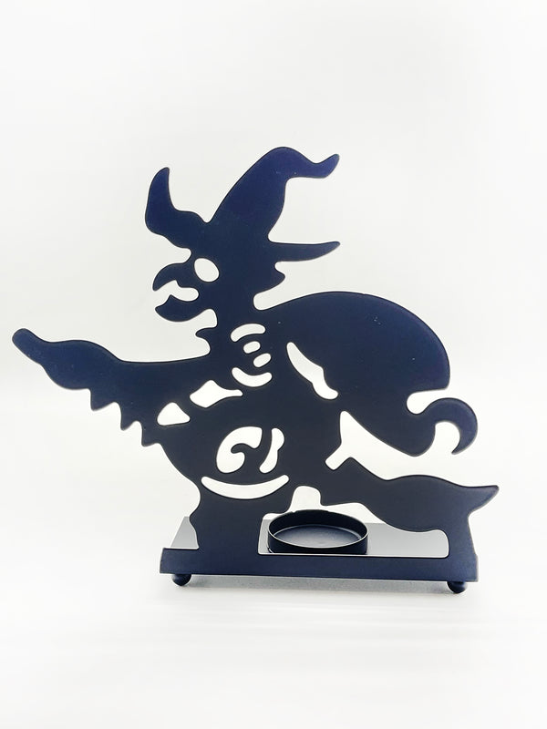 Halloween-  Witch metal tealight holder 6.50"x6.50"