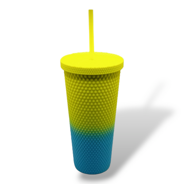 Tumbler - Textured Glass with Straw