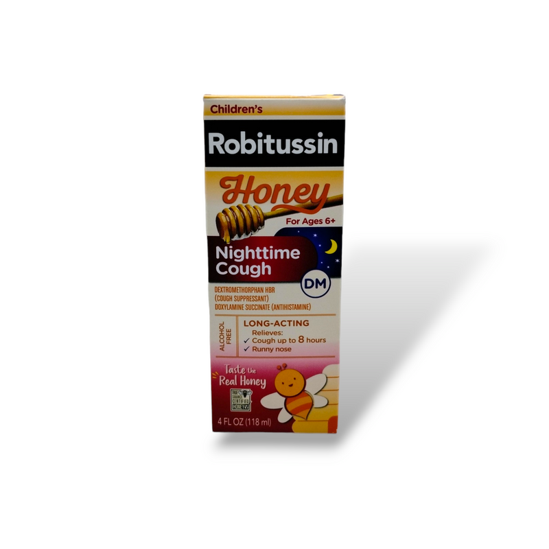 Robitussin - Honey Severe Cough Flu+Sore Throat Nighttime Cough (Adultos y Niños) 4oz