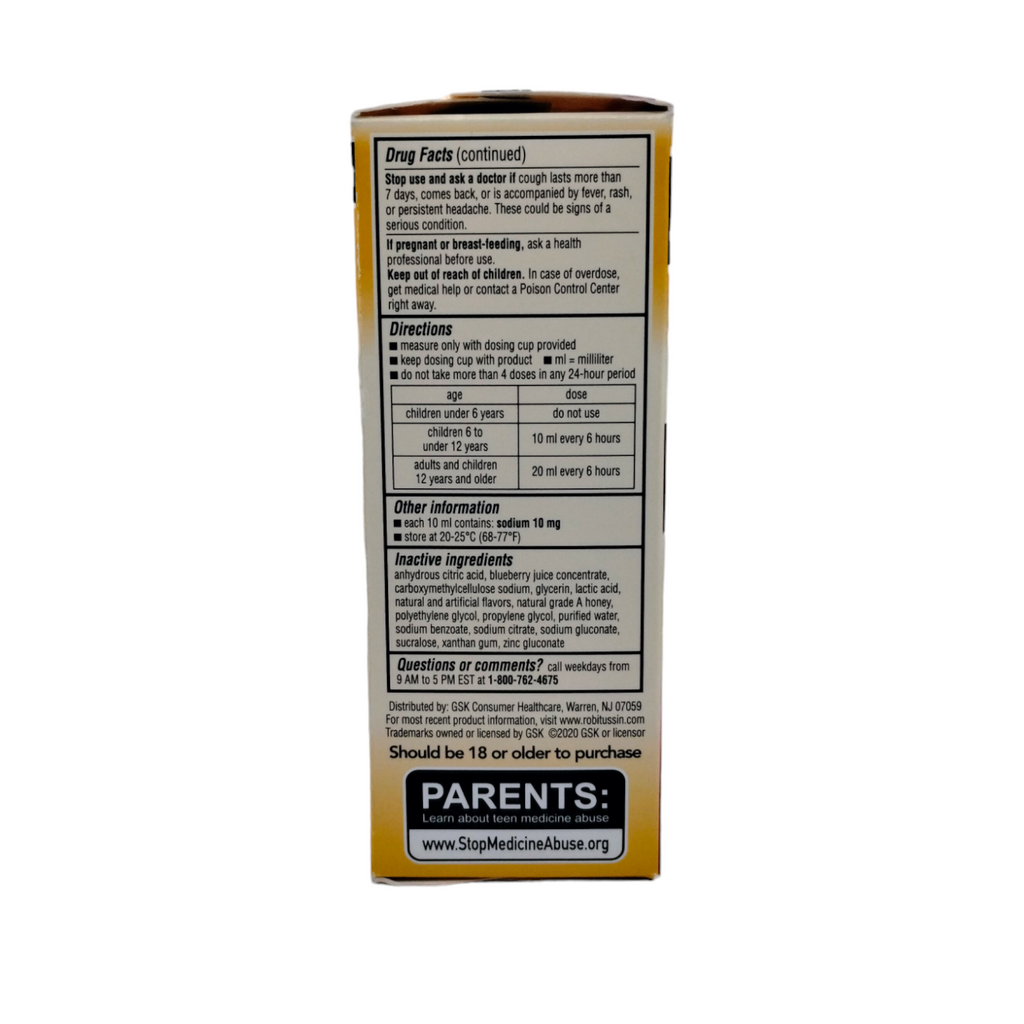 Robitussin - Honey Severe Cough Flu+Sore Throat Nighttime Cough (Adultos y Niños) 4oz