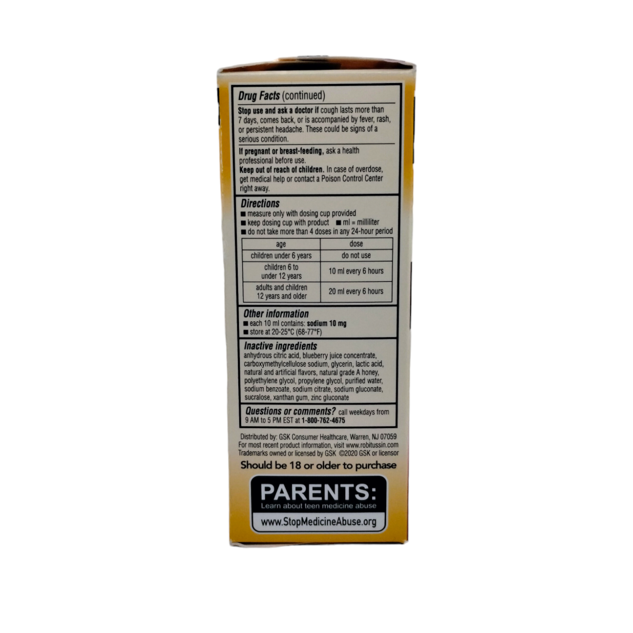 Robitussin - Honey Severe Cough Flu+Sore Throat Nighttime Cough (Adultos y Niños) 4oz