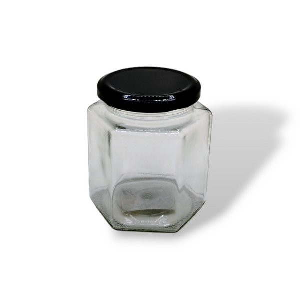Hexagonal Glass Jar with Lid *NO SHIPPING BY MAIL*