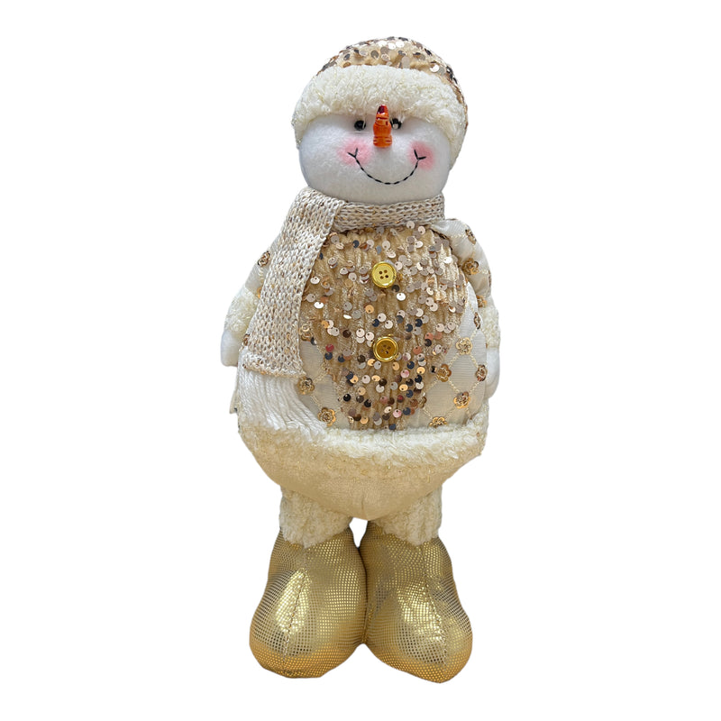 Standing Ornament Plush - (Santa Claus y Snowman) Gold / White 12"