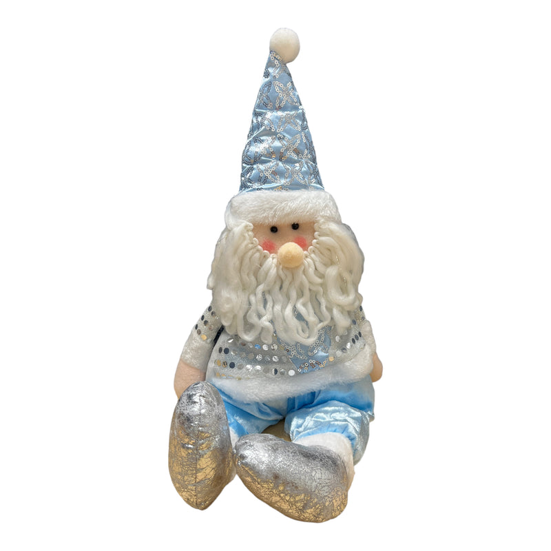 Sitting Ornament Plush - (Santa Claus y Snowman) Light Blue / White 16"